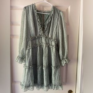 Boho green floral sundress